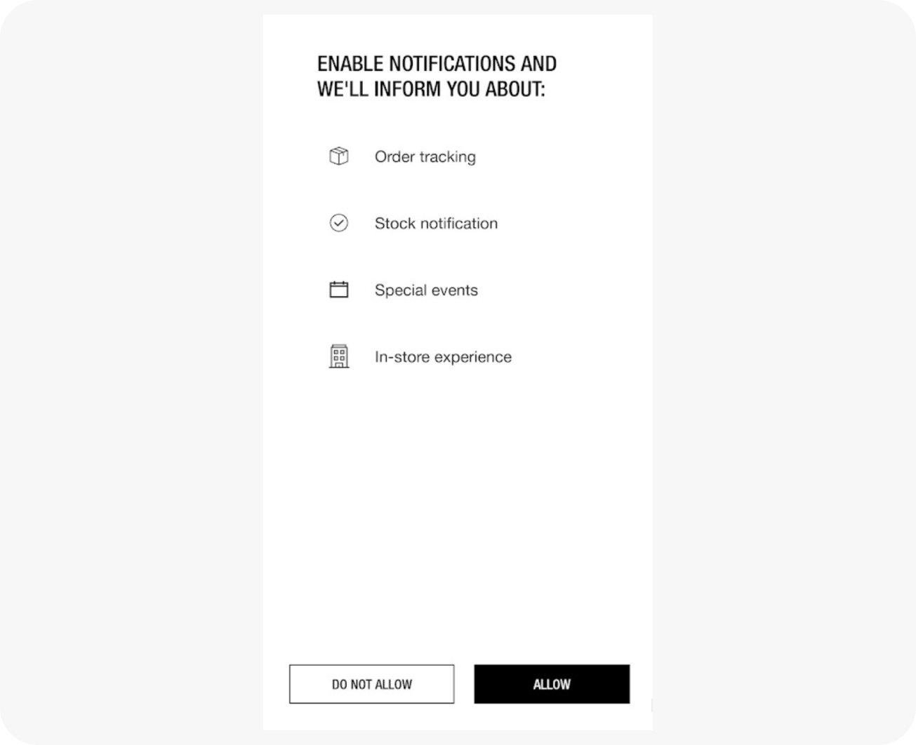 Opt-in in-app message